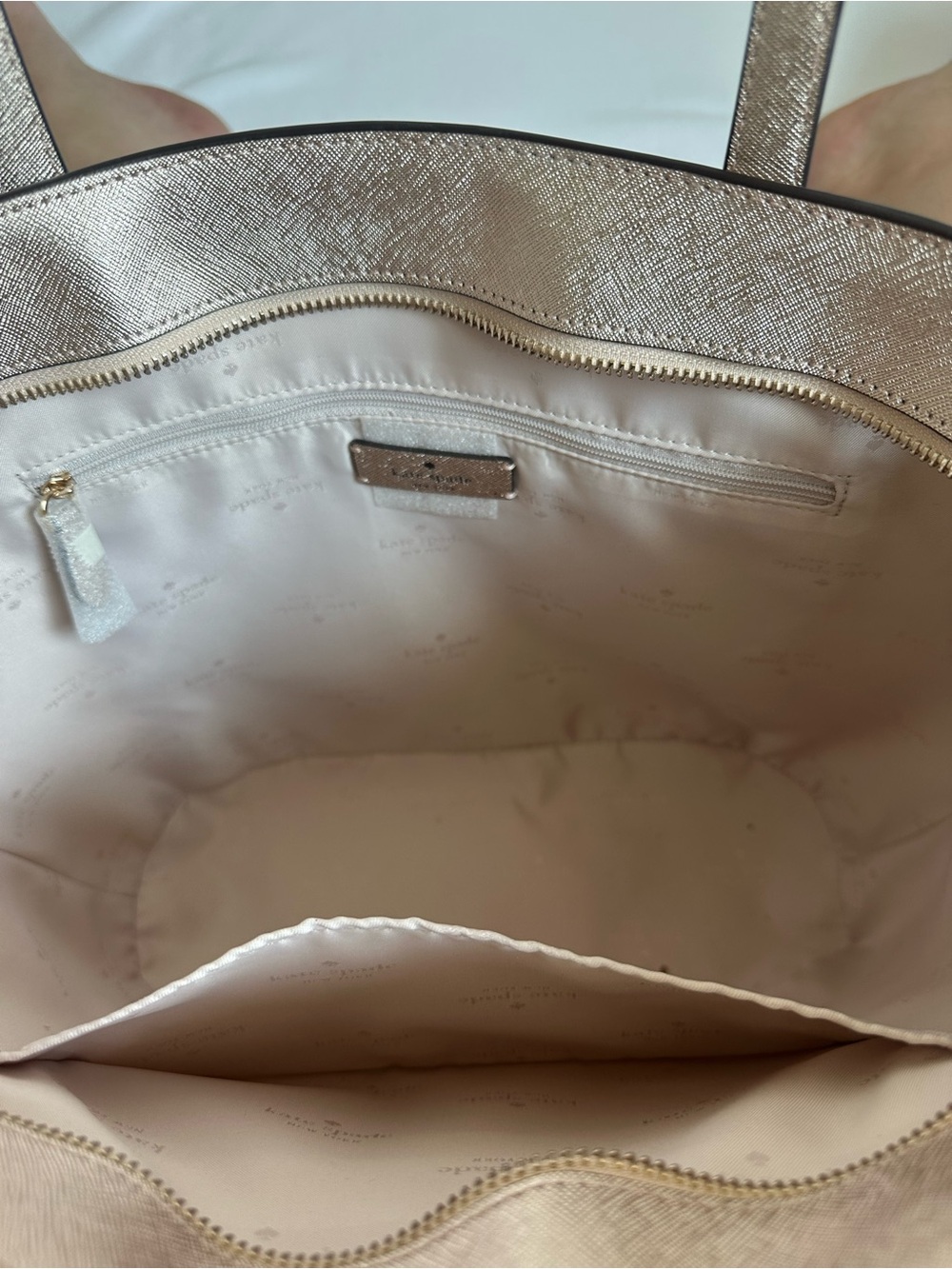 kate spade Metallic Rose Gold Glitter Shoulder Tote - Picture 4 of 6